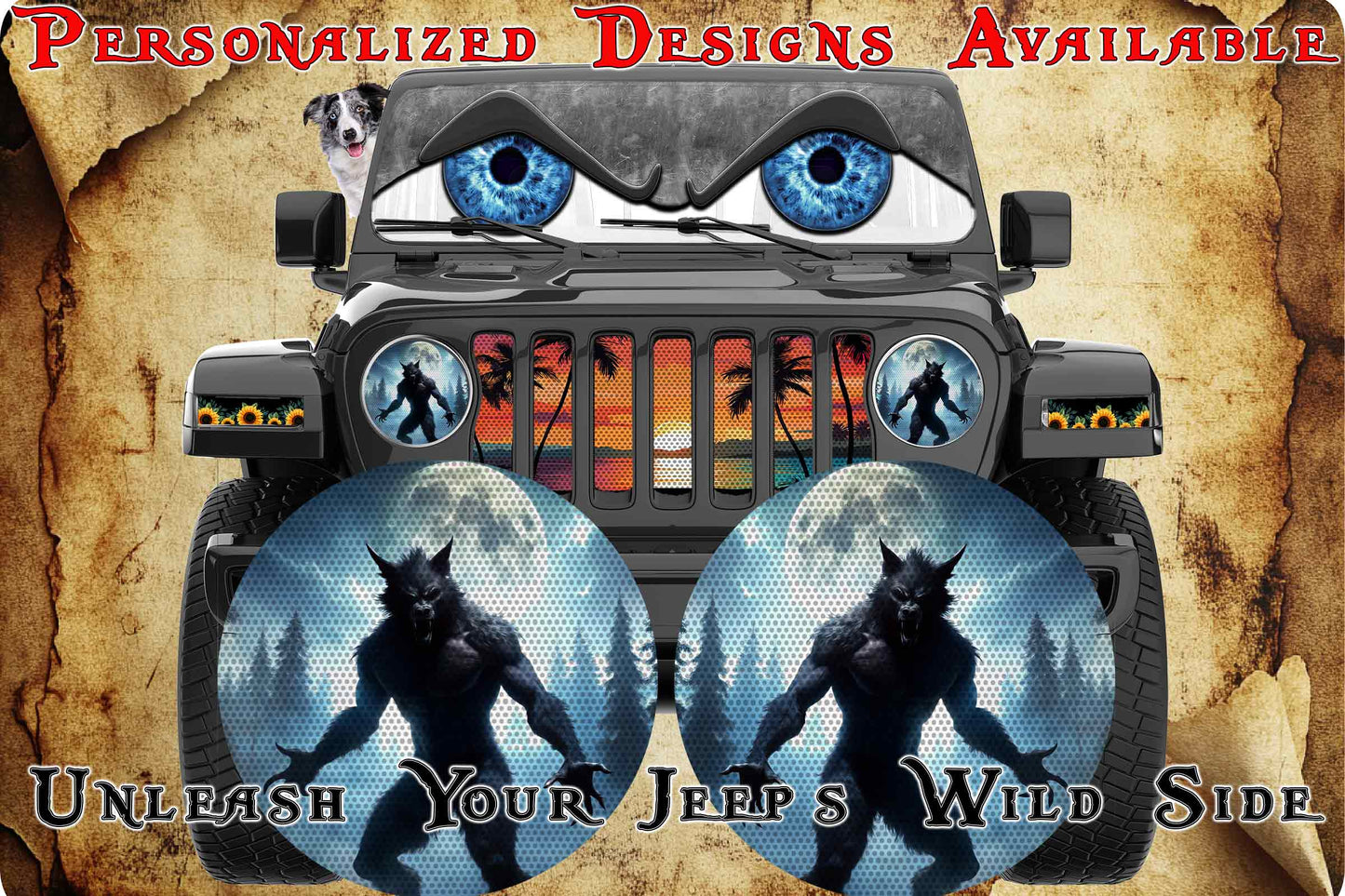 Werewolf eyes headlight decal