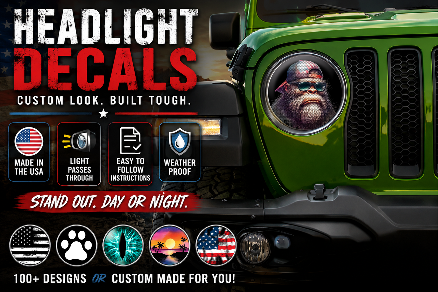 Bigfoot round headlight decals 151