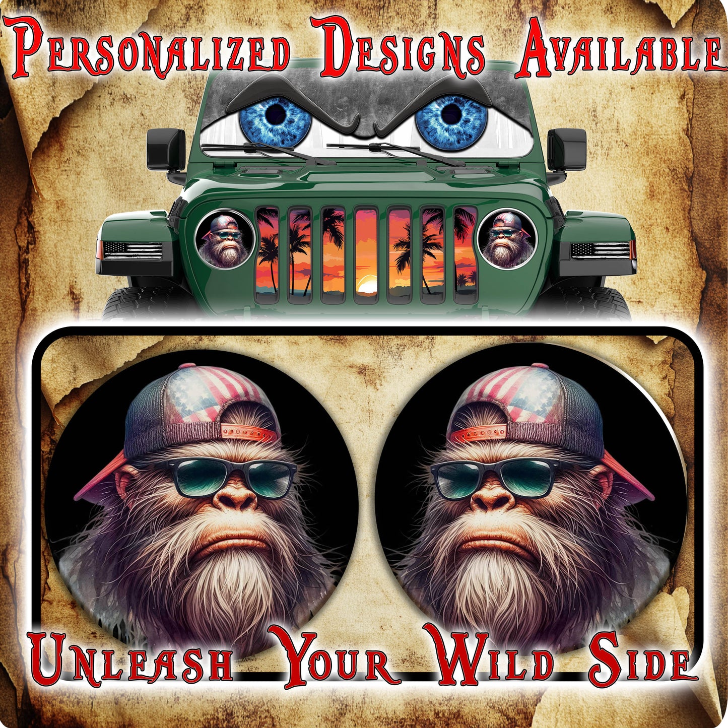Bigfoot round headlight decals 151