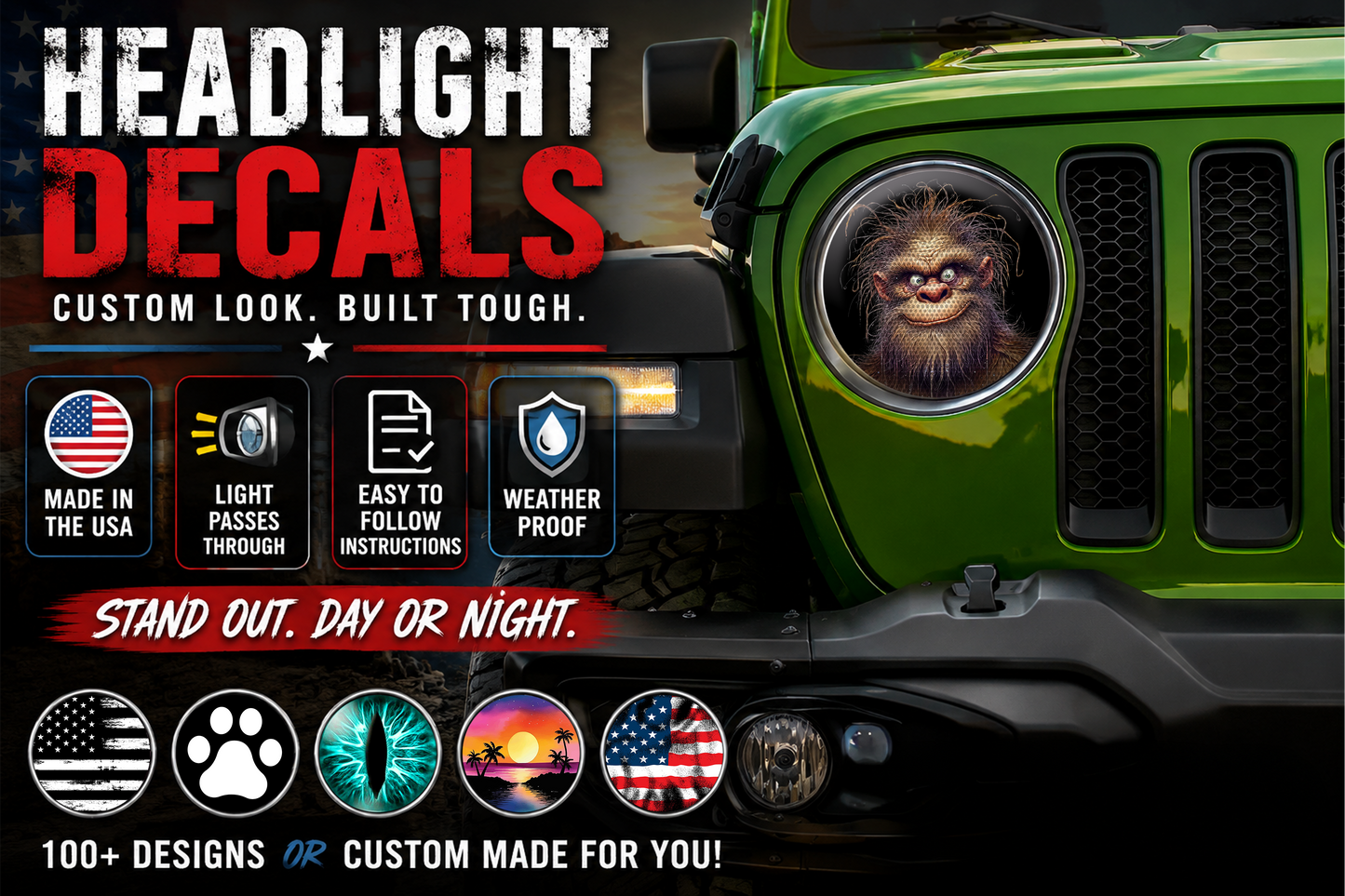 Bigfoot round headlight decals 153