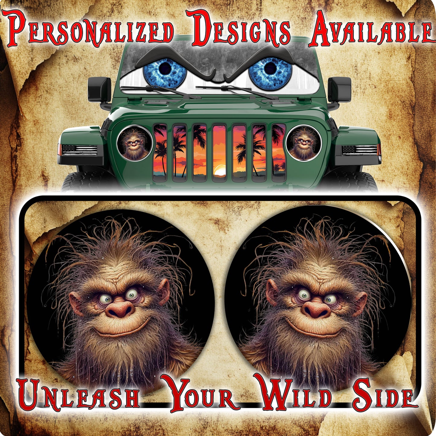 Bigfoot round headlight decals 153
