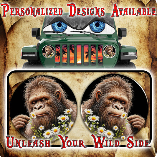 Bigfoot flowers round headlight decals 154