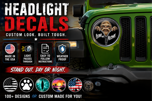 Bigfoot leave me alone round headlight decals