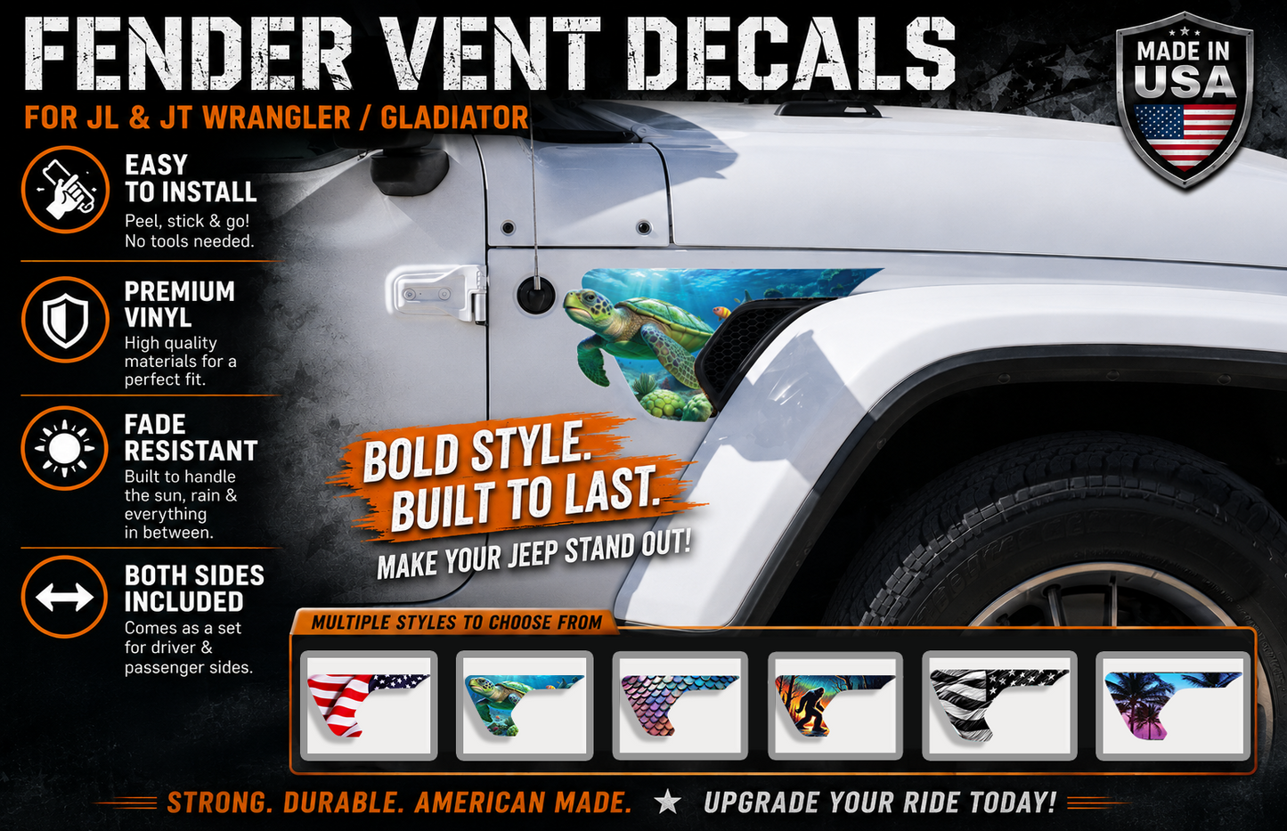 3 d Sea turtle fender vent for the JL or JT 2018 or newer 158