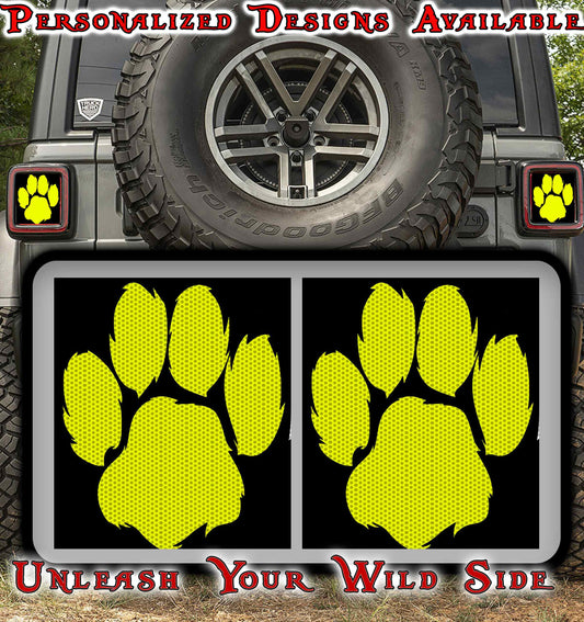 yellow paw print Taillight cover decal 15