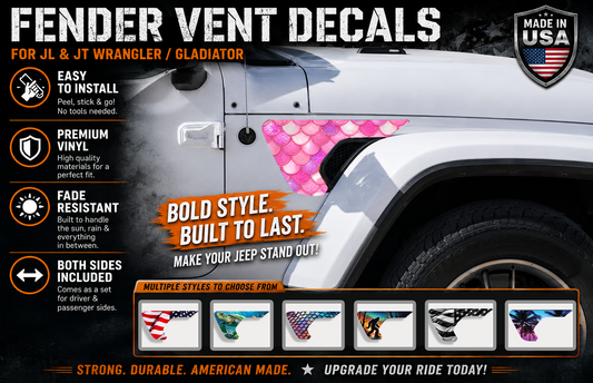 Pink mermaid fender vent for the JL or JT 2018 or newer 162