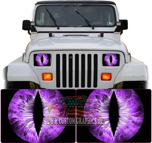 purple cat Eye decals for YJ or 5x7 headlights