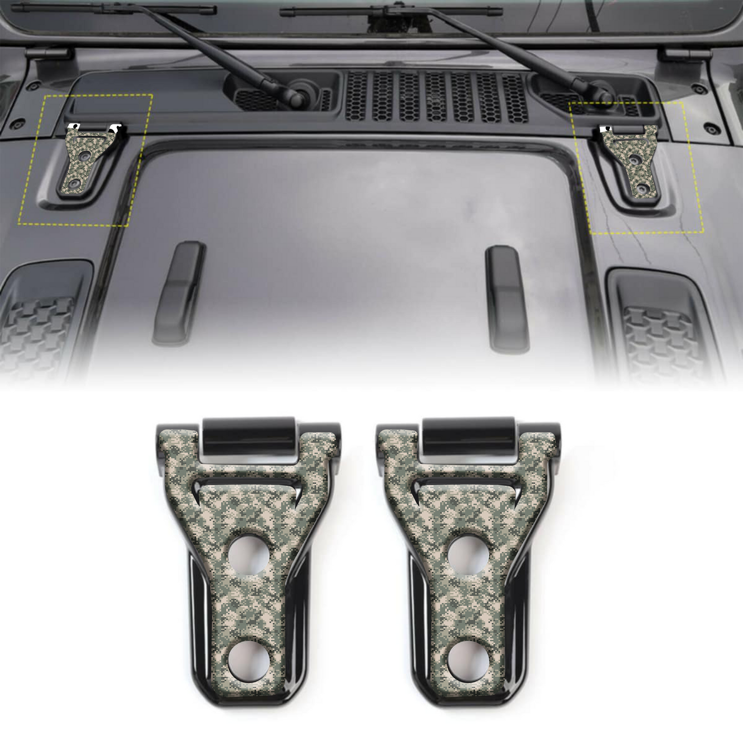 Camo hood hinge overlay decals 16