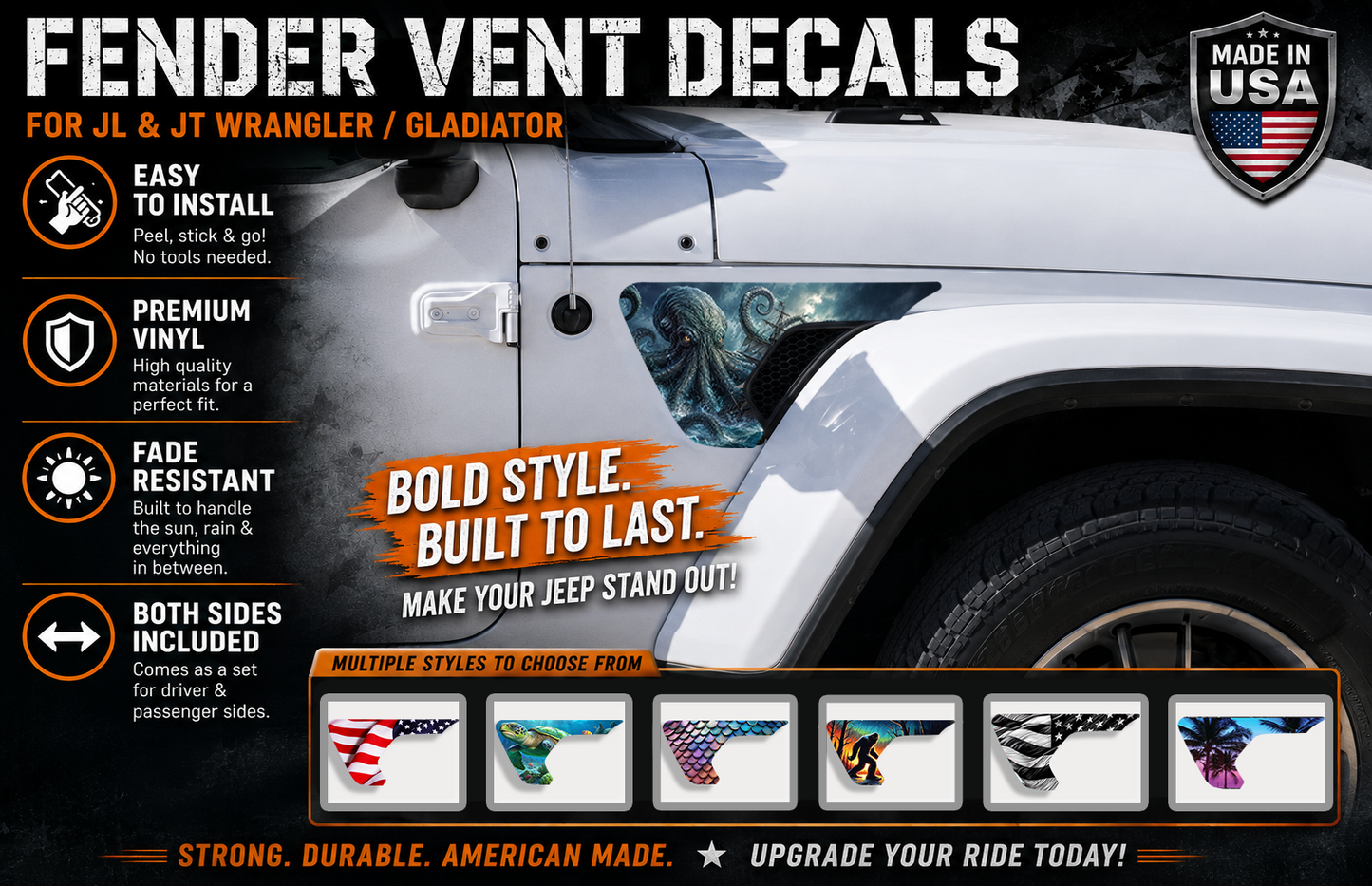 Kraken fender vent for the JL or JT 2018 or newer 171