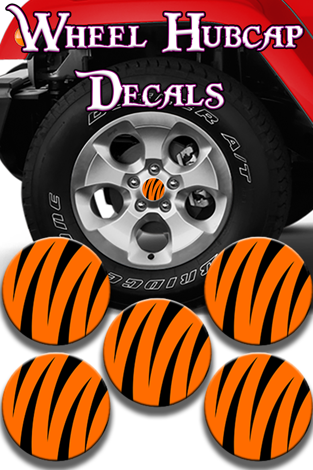 Tiger strip design Hub cap decal 17