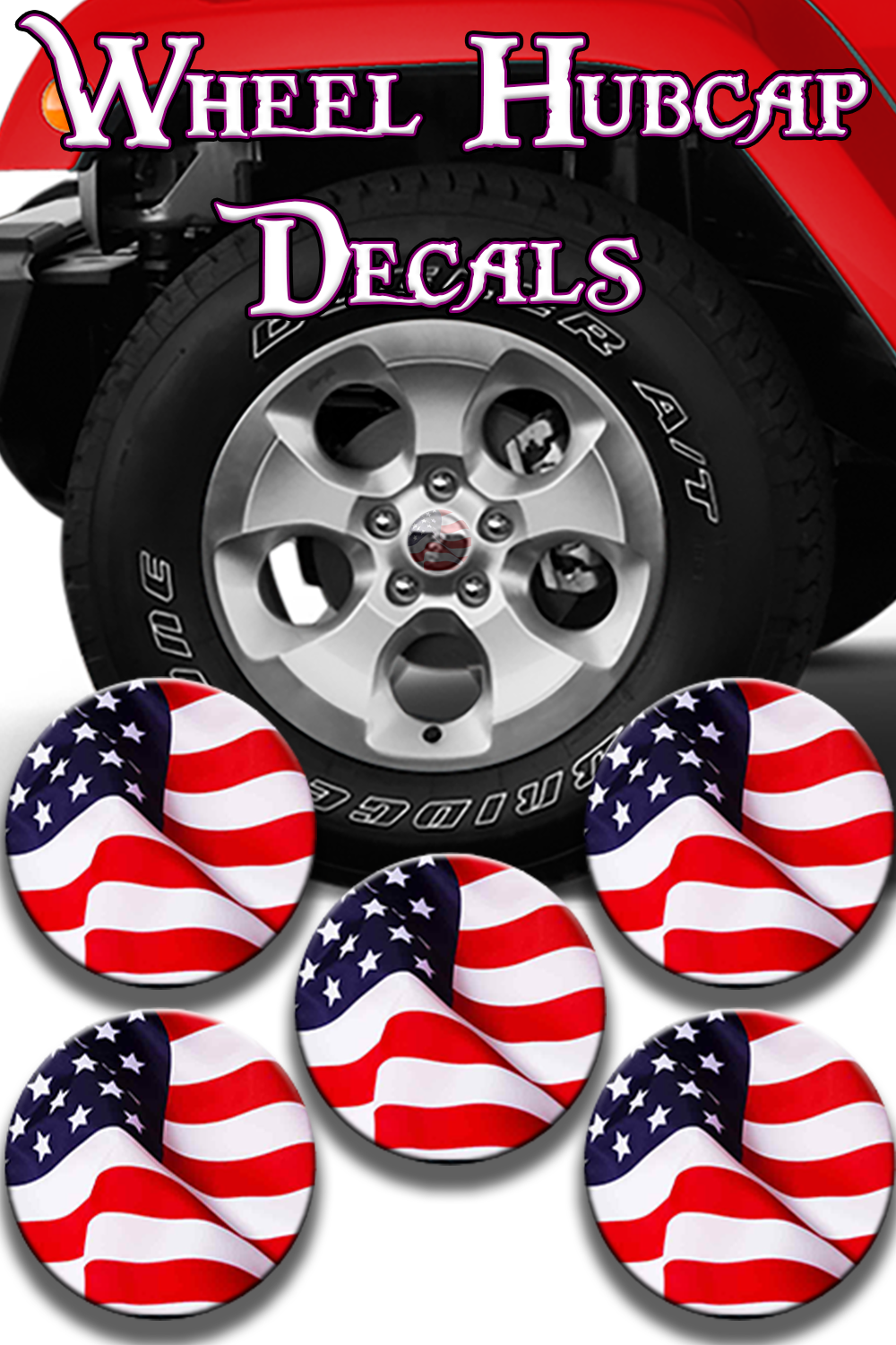 American flag design Hub cap decal 19