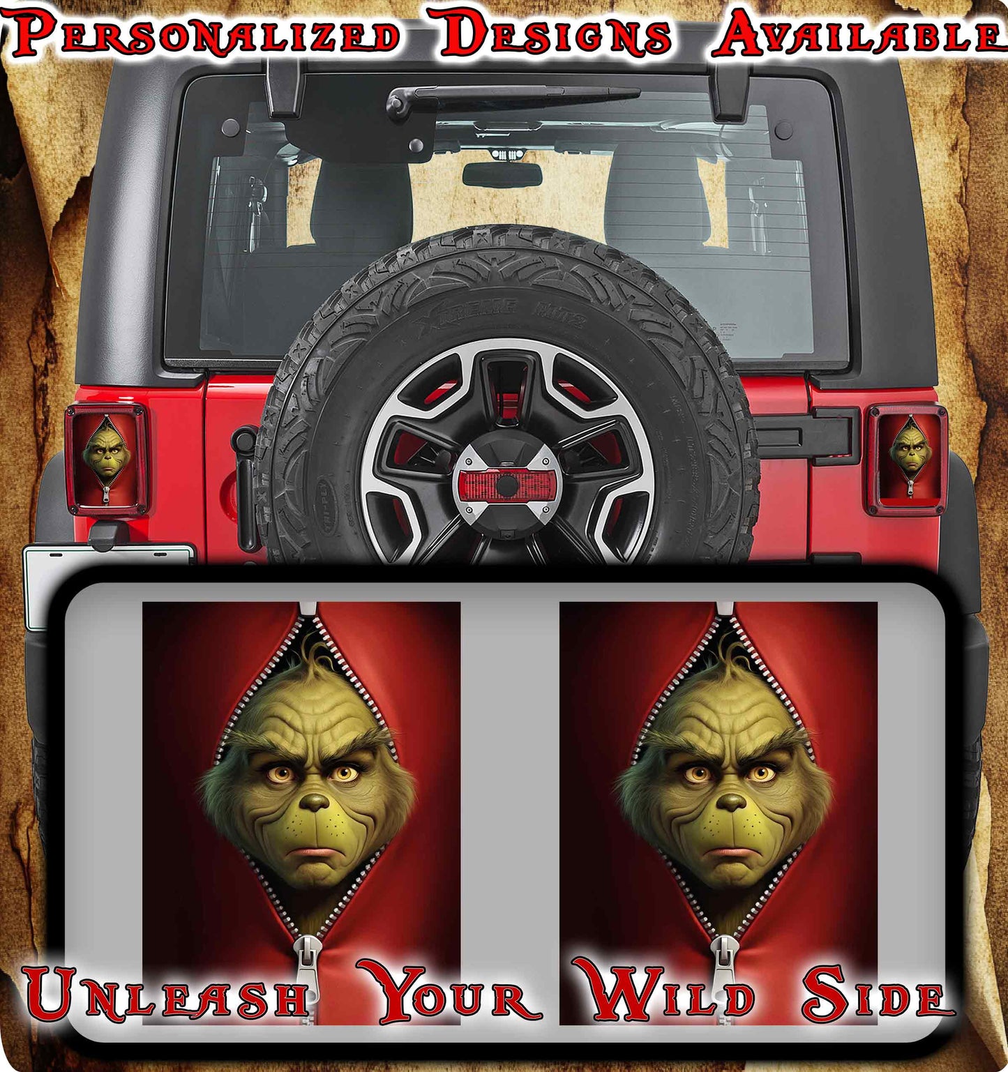 Pew I see people grinch Taillight cover decal 5
