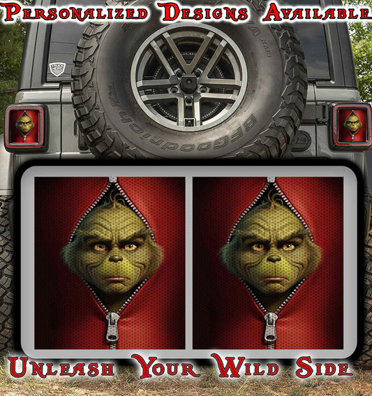 Pew I see people grinch Taillight cover decal 5