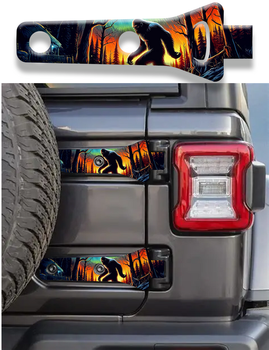 Rear gate hinge decal Bigfoot cabin 1