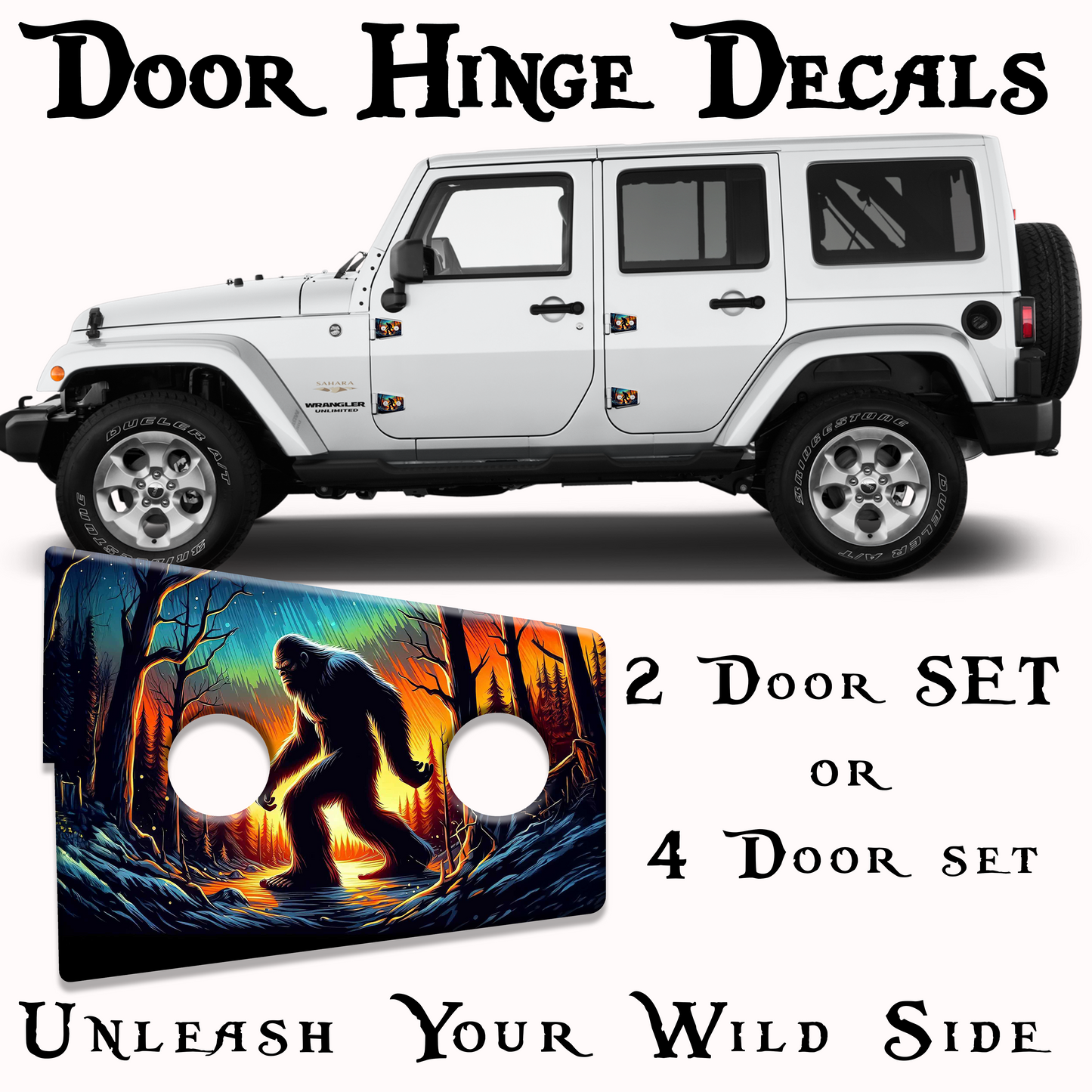 JK Bigfoot cabin door hinge decal 1