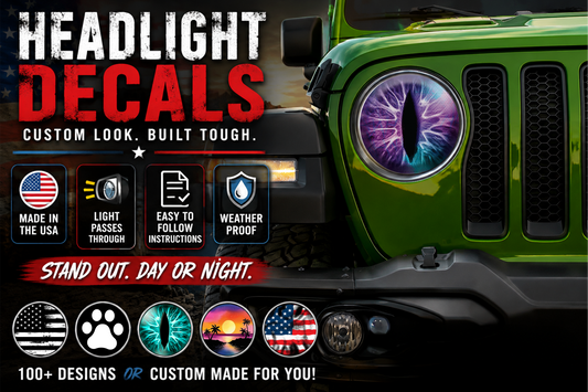 Purple and teal cat eyes for the headlight decals