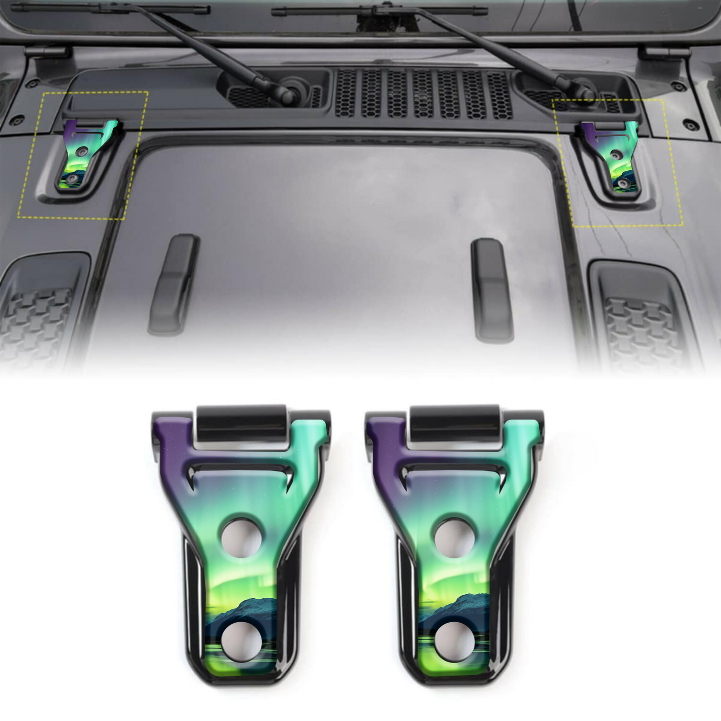 Northern lights hood hinge decals 21