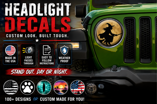 Witch and moon for a round beast headlight Decal. 29