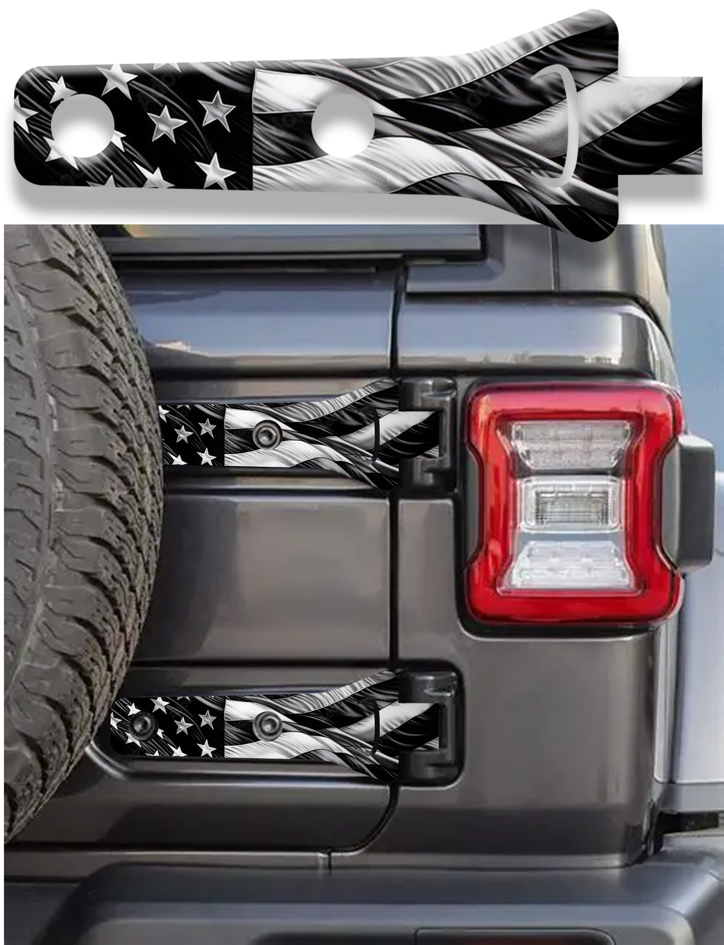 Rear gate hinge decal Flag 2