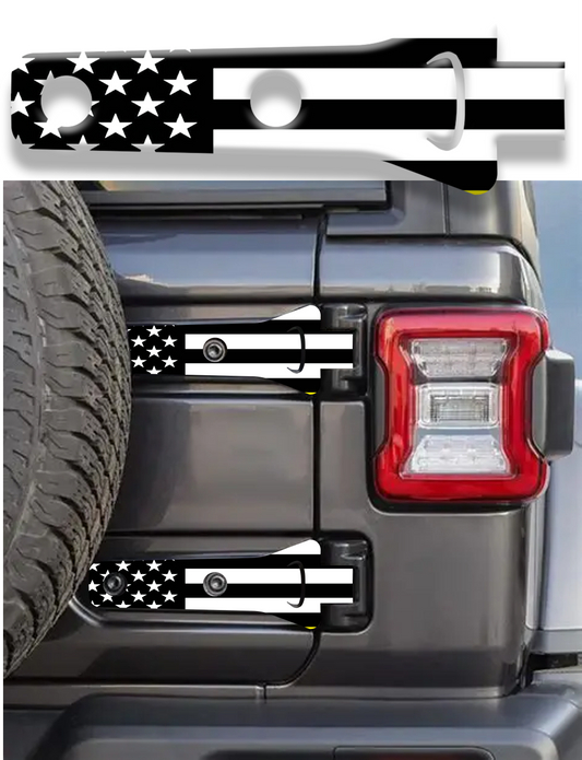black and white flag Rear gate hinge decal  33