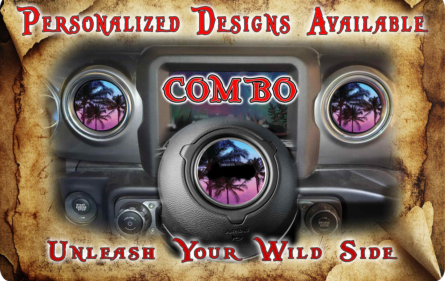 Steering wheel decal Palm trees