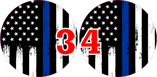 Black and white police American flag headlight decal