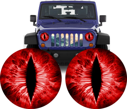 Red cat eyes for the headlight decals