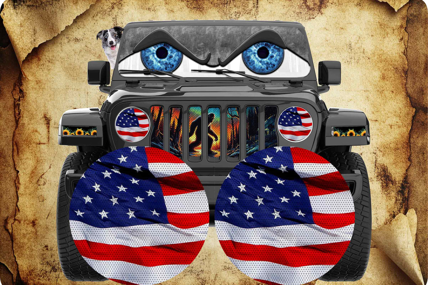 Merica round headlight decals