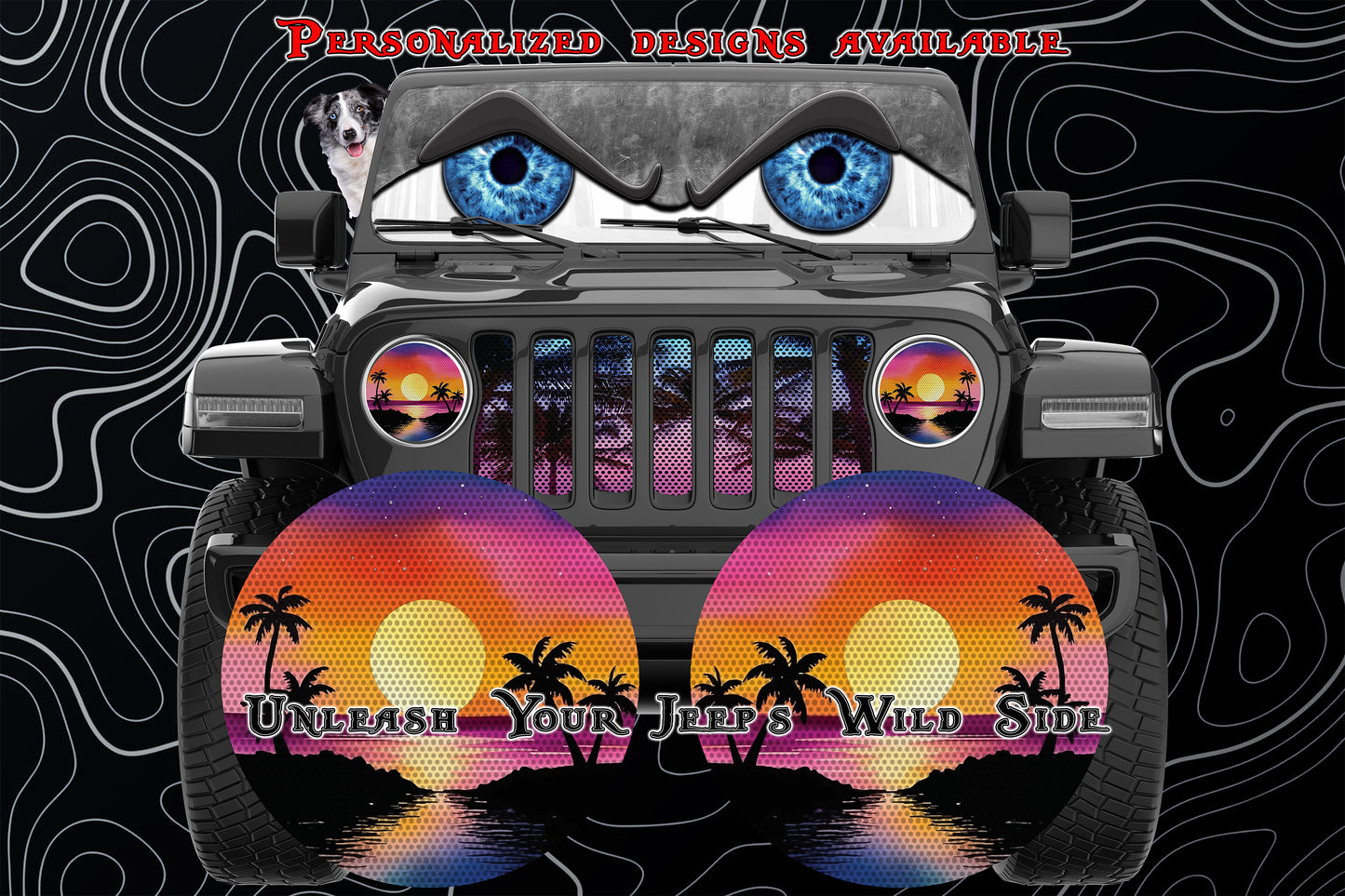 Beach Sunset round headlight decals