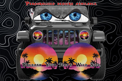 Beach Sunset round headlight decals