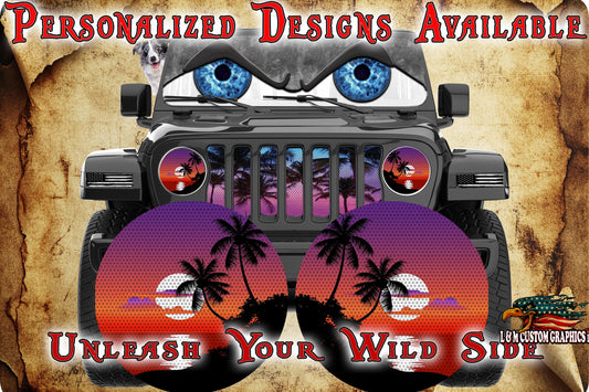 Palm Tree round headlight decals