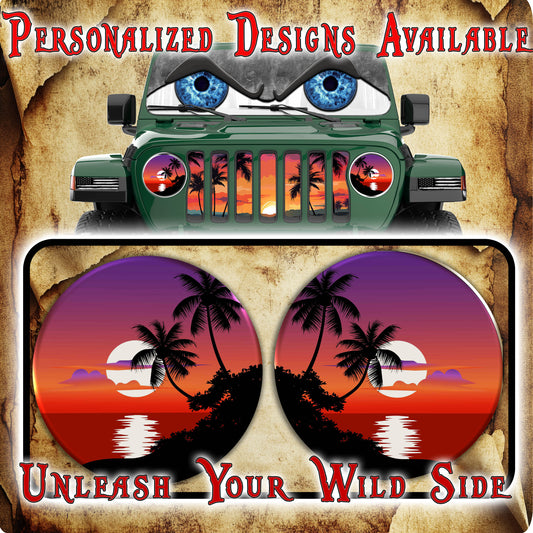 Palm Tree round headlight decals 37