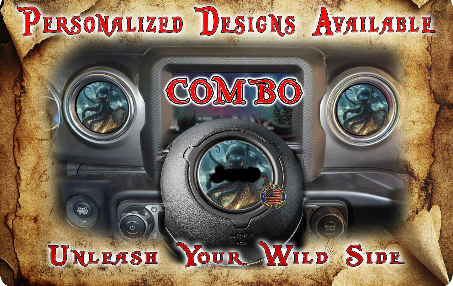 Steering wheel decal Kraken