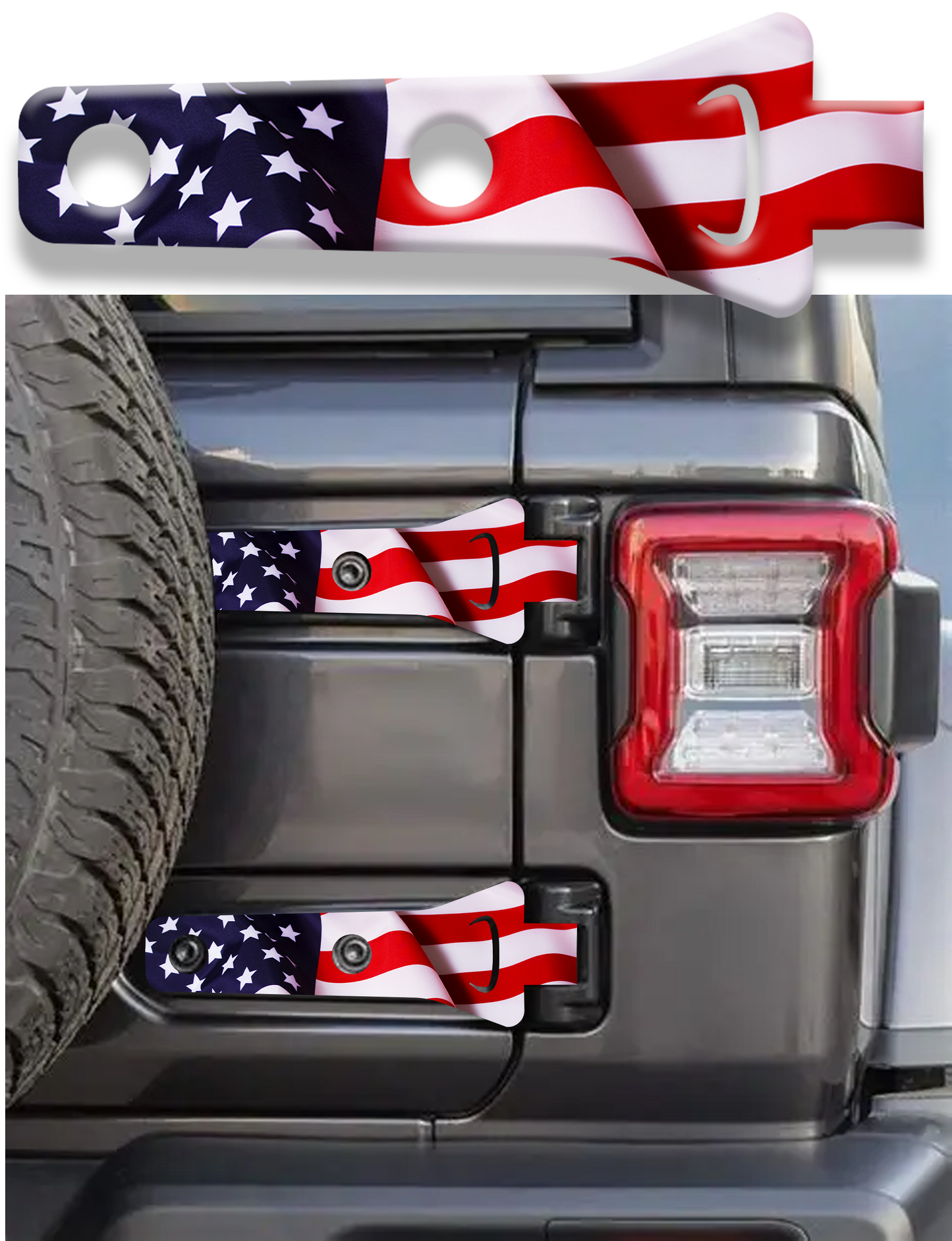 Rear gate hinge decal Flag 3