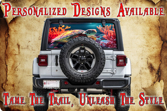 Sea Turtle rear window see through graphic.