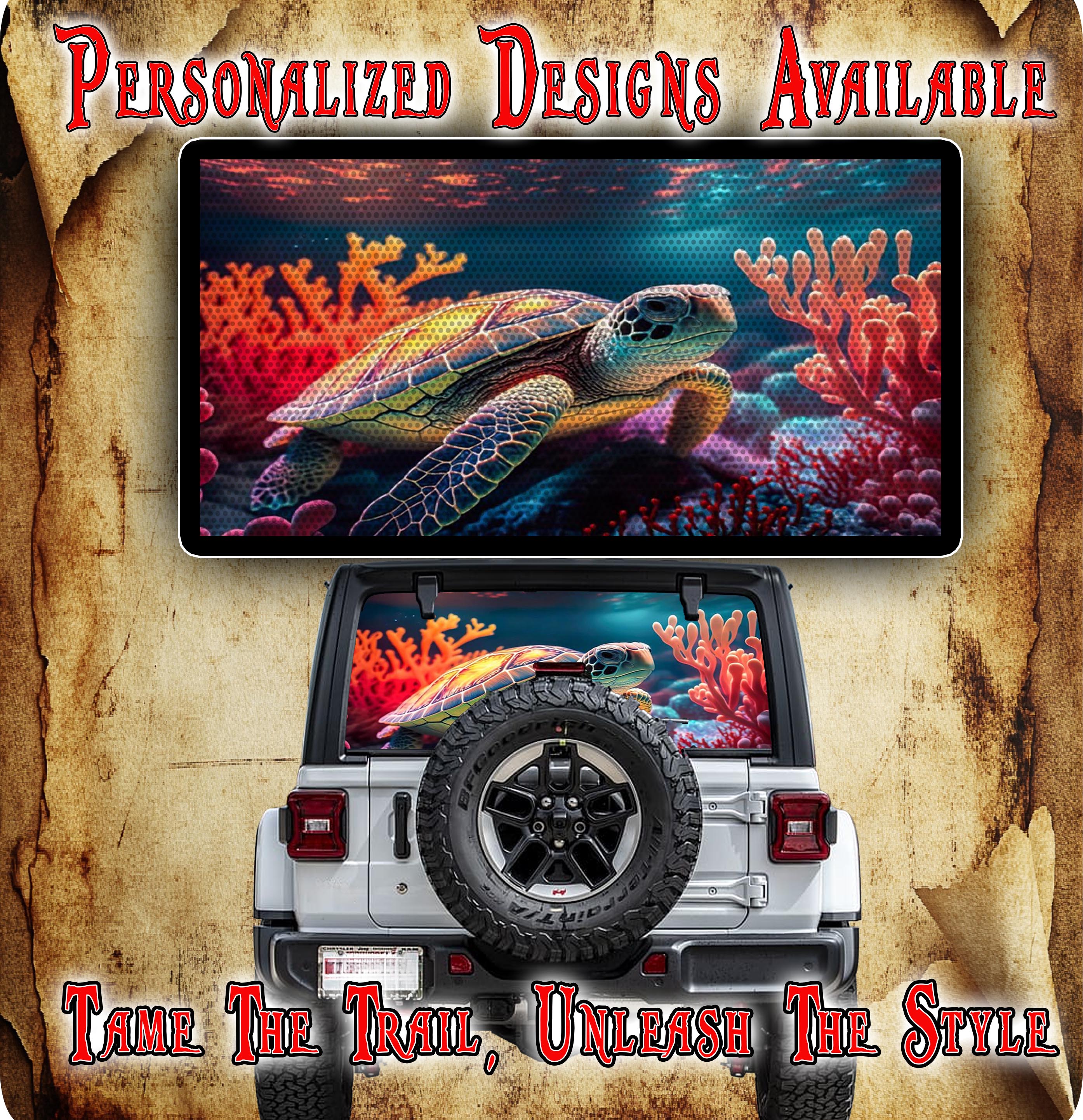 Sea Turtle rear window see through graphic. – L & M custom graphics LLC