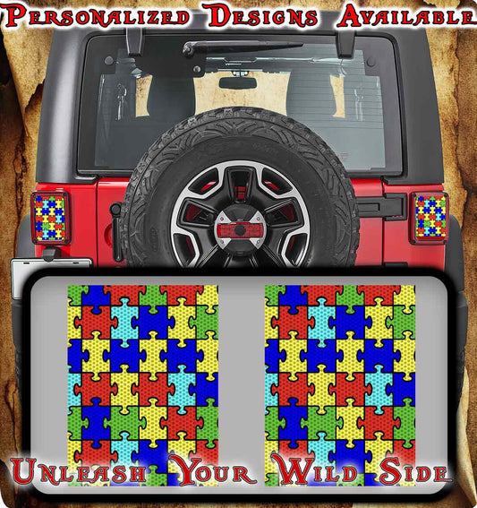Autism puzzle taillight cover decal 40