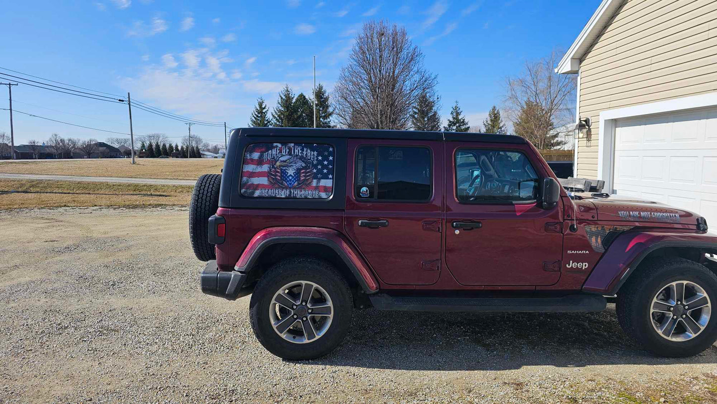 Rear quarter window see through graphic.