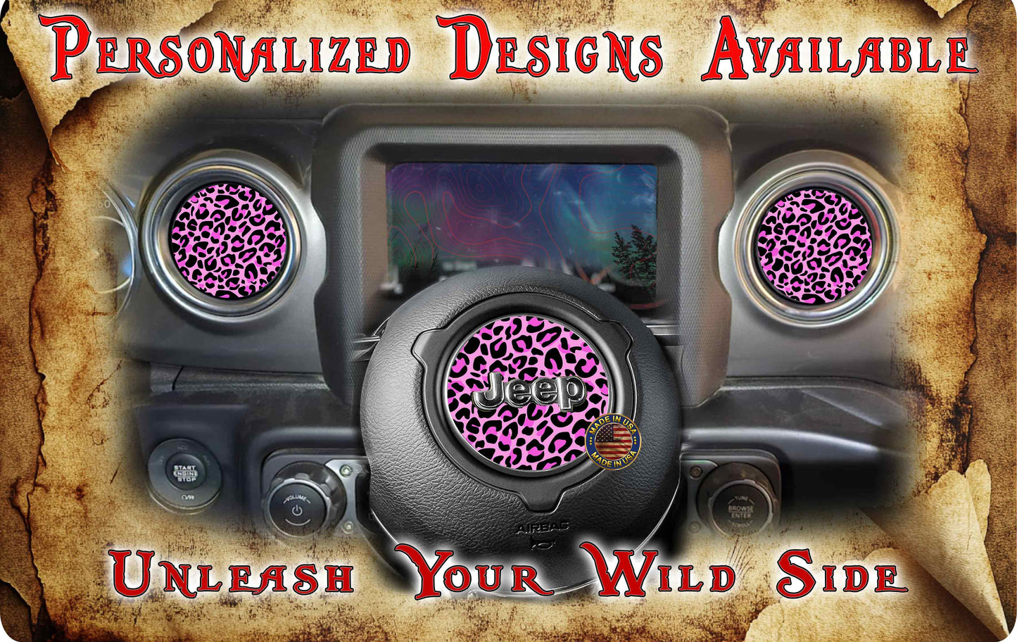 Pink cheetah print Steering wheel decal