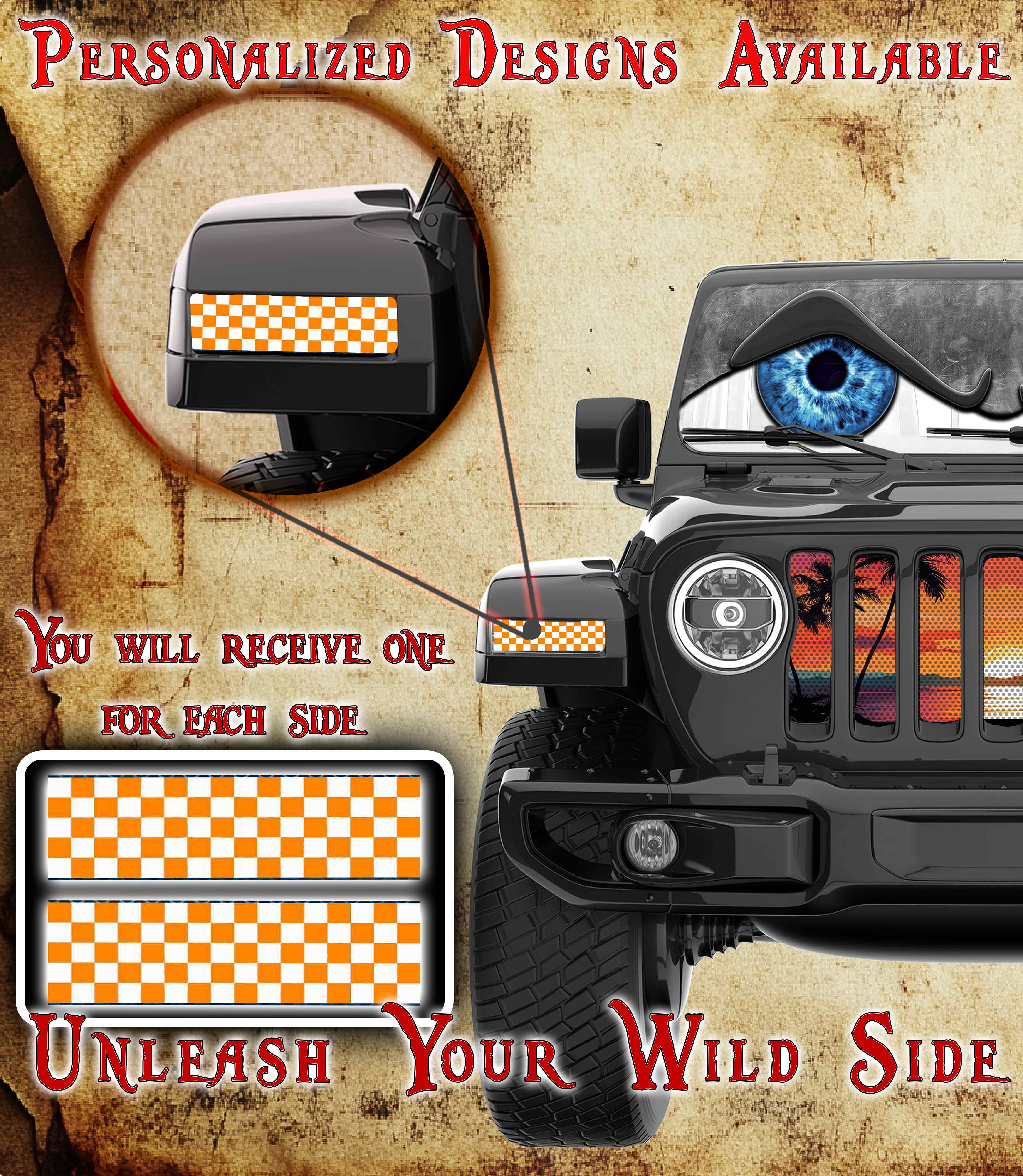 Orange and white Jl and Gladiator Turn signal decal 43 – L & M custom ...