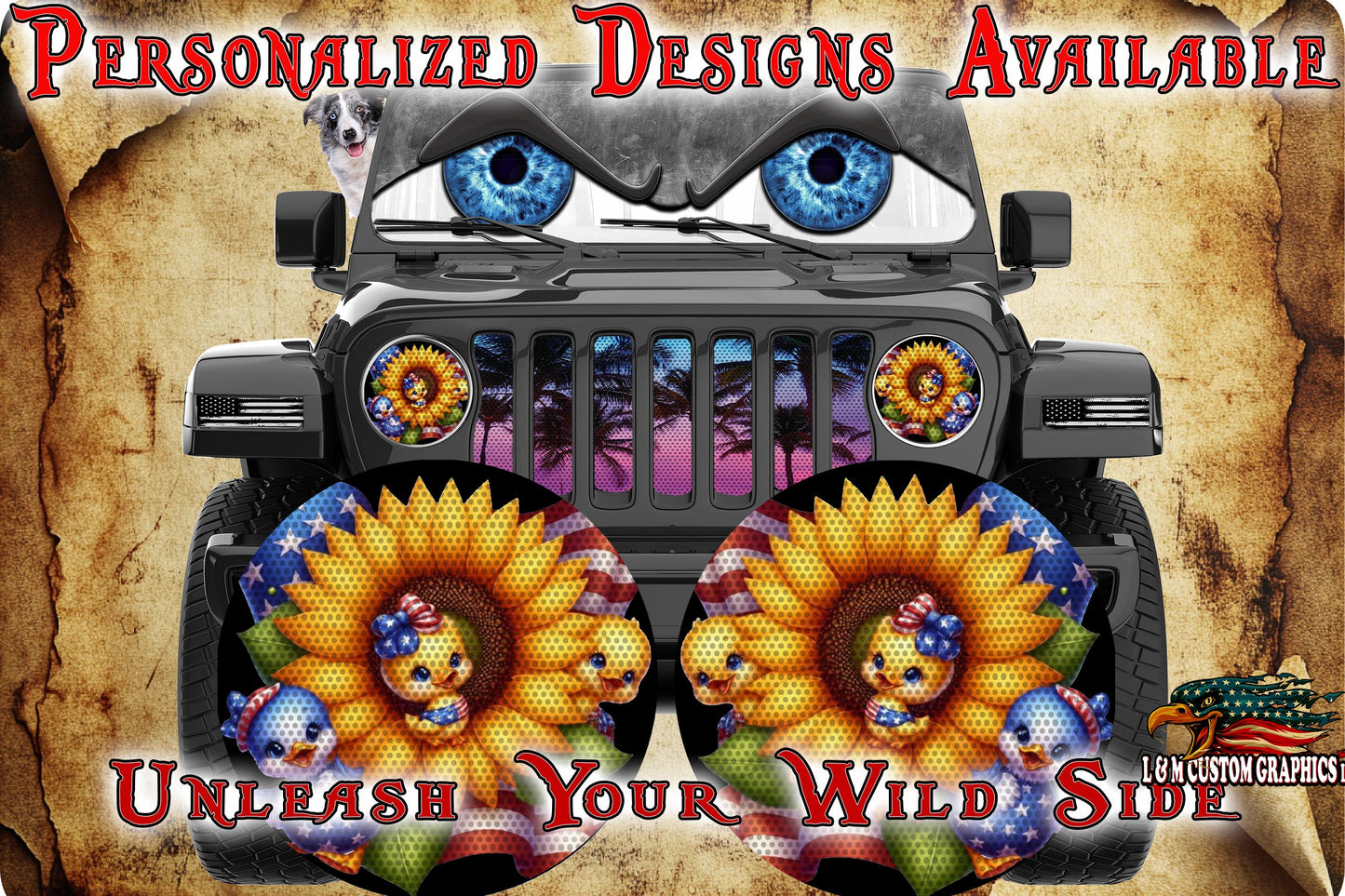 Sunflower Duck for a round headlight decal. 44
