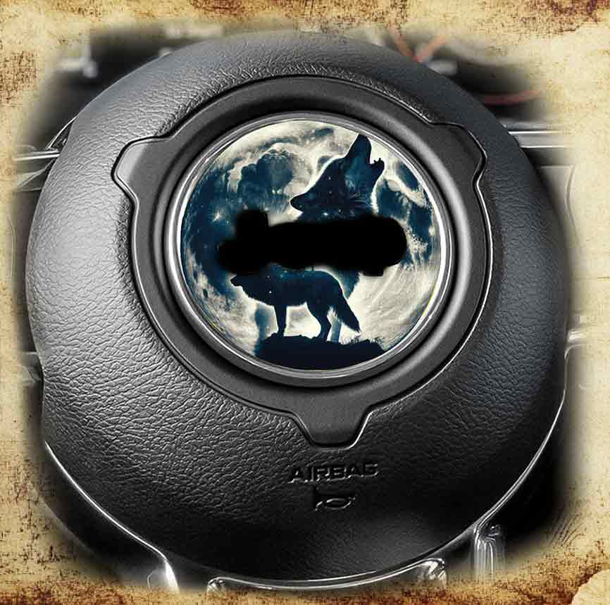 Steering wheel decal Wolf and blue moon