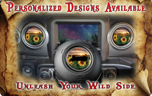 Steering wheel decal Sunflower field decal