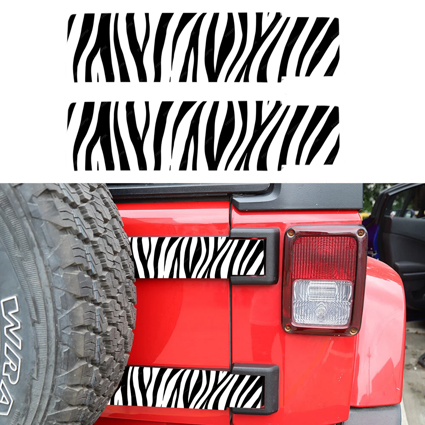 Rear gate hinge decal zebra 46