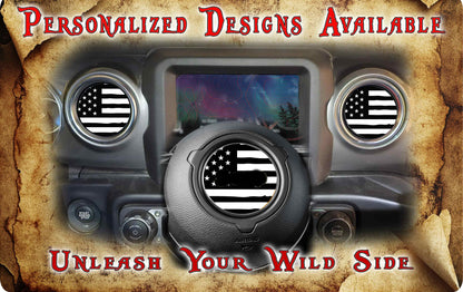 Steering wheel decal Black and white flag