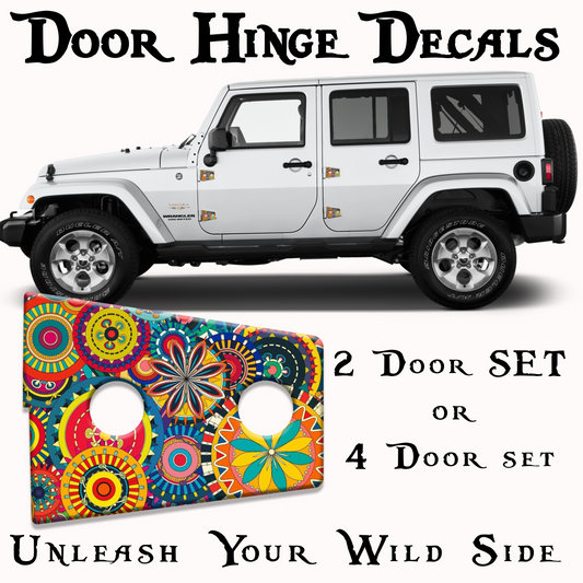 JK HIPPY FLOWER door hinge decal 47