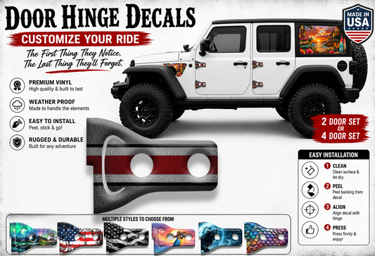 Scarlet and gray print Door hinge decals 49