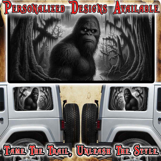 Bigfoot rear window see through graphic.