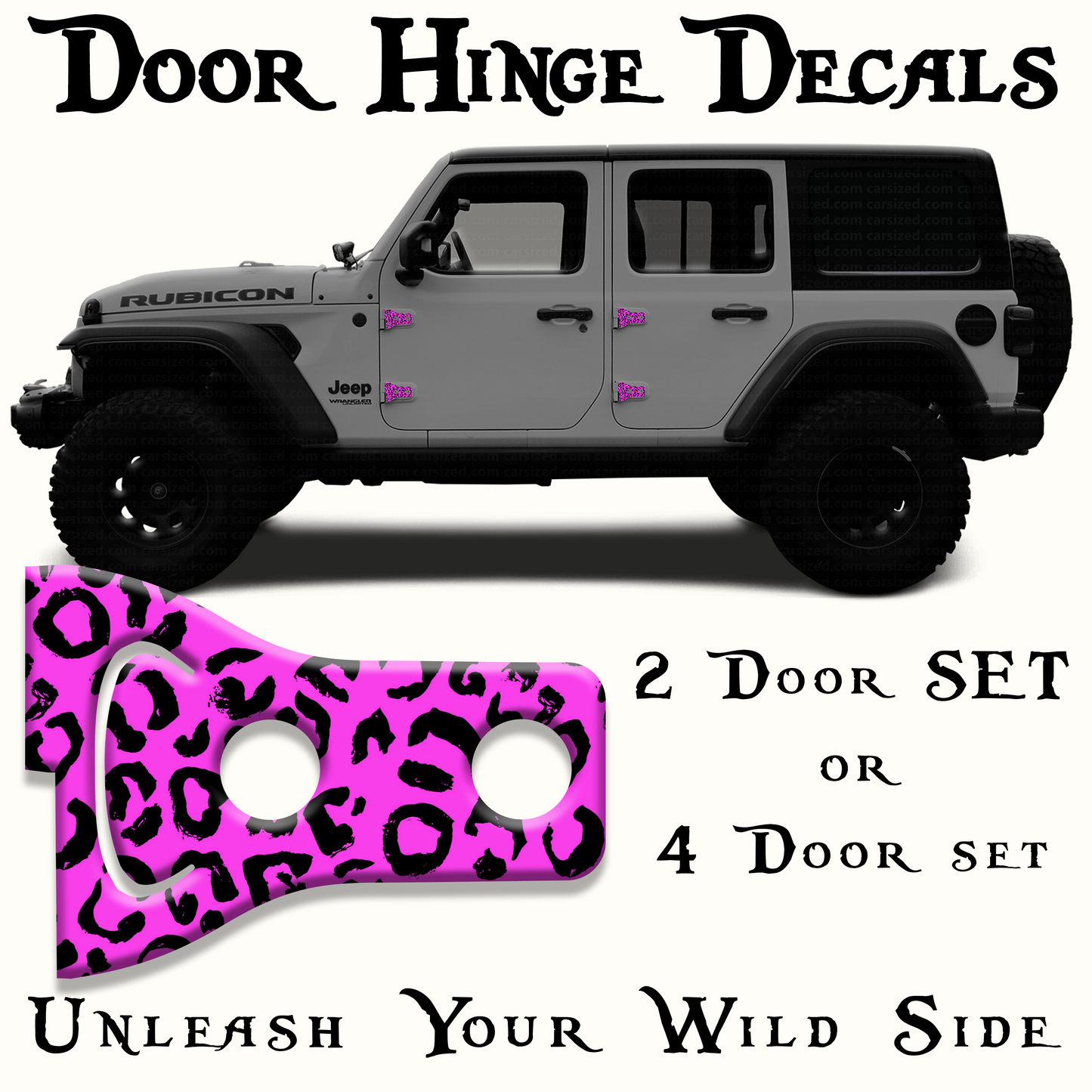 Black and pink lepord print Door hinge decals 54