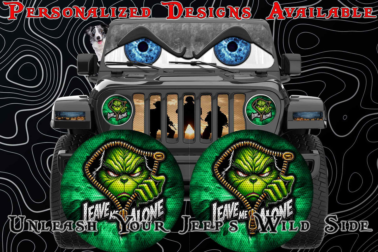 Grinch leave me alone eye for a round headlight.